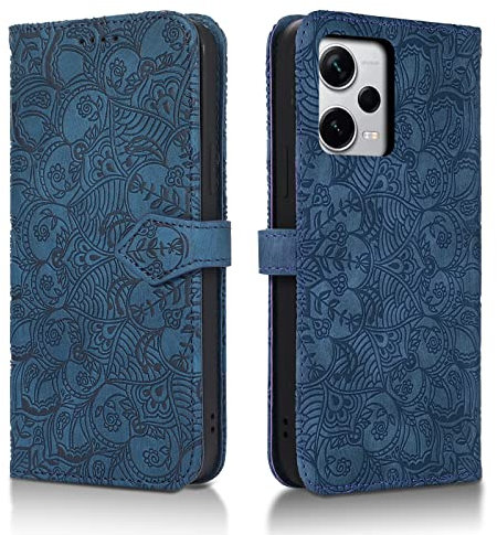 Succtopy Handyhülle für Xiaomi Redmi Note 12 Pro+ 5G - PU Leder Klapphülle mit Kartenfächer und Standfunktion - Flip Wallet Cover Schutzhülle - Blau