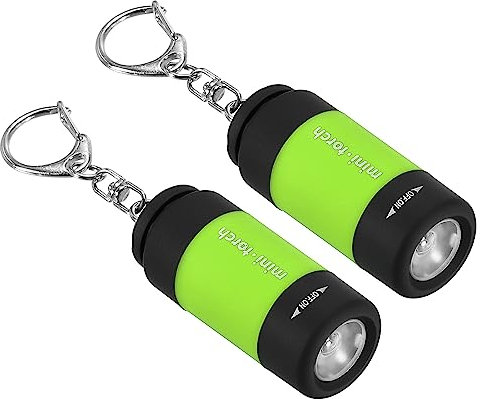 PATIKIL 2.1 Mini Rechargeable LED Keychain Flashlight, 2 Pack EDC Portable Small Torch with USB Charging for Everyday Carry, Light Green