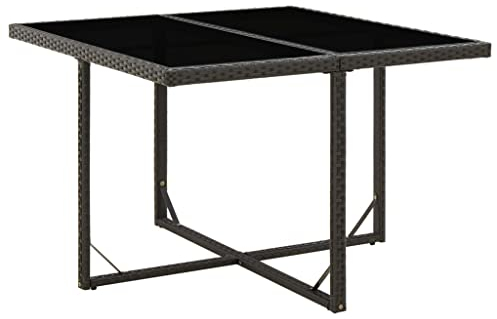 puraday Gartentisch Schwarz 109x107x74 cm Poly Rattan und Glas Gartenmöbel Rattan Gartentisch Rattan Tisch Garten Garten Esstisch Gartentisch Holz Couchtisch Glastisch Gartentisch Glasplatte