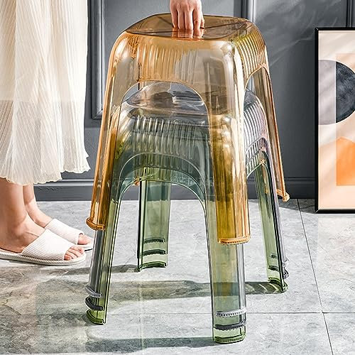 TemkIN 4pcs Moderne Acryl Transparent Stuhl, Stapelbar Geist Nackt Hocker, Crystal PC Kunststoff Wohnzimmer Sitz, Armless Bürostuhl, für Haus, Büro, Schlafzimmer