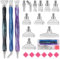 Snewvie Diamond Art Painting Pen Accessories Tools Set,3PCS Glitter Diamond Art Pen and 12Pcs Silver Metal Screw Thread Multi Placer Tips,Resin 5D Diamond Art Accessories Pen Kit