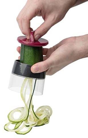 JATA HOGAR HMAQ4508 - Cortador de Verdura, Espiralizador de Verduras, Rallador de Verduras. Espaguetis Calabacín máquina manual. 4 cuchillas acero inox. Diferentes cortes. Pasta Vegetal