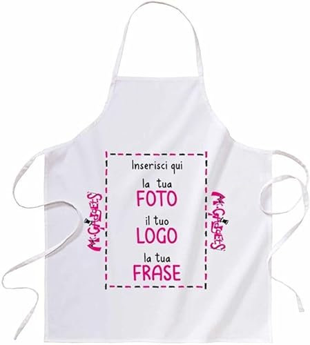 Mr. Gadgets Delantal de cocina personalizable con foto y texto, Blanco Niño, talla unica