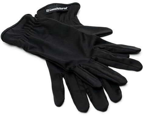 Leuchtturm Münzhandschuhe aus Mikrofaser, Größe L, 1 Paar, Schwarz, (MFHANDL)
