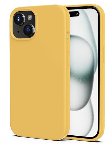 TIIXXA Silicone Case for iPhone 15 Case,Soft Ultra Slim Protective Shockproof Liquid Silicone Phone Case, Anti-Scratch Microfiber Lining, 6.1 Yellow