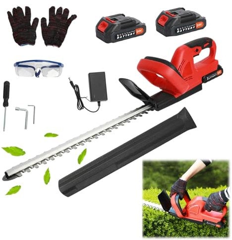 Cordless Hedge Trimmer - 21V Electric, 800W Long Reach 51cm, 2 Batteries & Charger, 1800 r/min