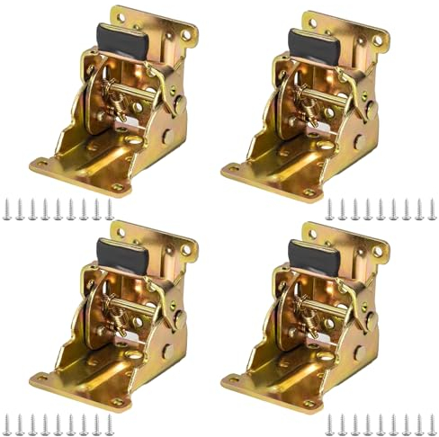 Bisagra Plegable Autoblocante 4 Piezas Bisagras Plegables para Patas de Mesa, 0-90 Grados, Bisagra de Soporte Plegable con Tornillos para Patas de Muebles Cama Mesa Armario Estantes (Amarillo)