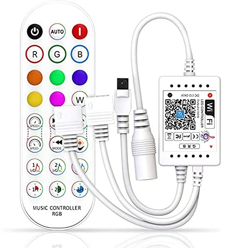 Graootoly WiFi Smart RGB Music Controller for LED Strip Light + Infrarot Fernbedienung 24 Tasten Wireless for Color Strip Lights