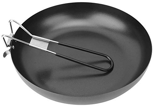 Ejoyous Camping Bratpfanne, Outdoor-Klapppfanne Antihaft-Pfanne Camping Pfanne Grillpfanne Kochgeschirr mit Klappbarem Griff für Drinnen Und Draußen Kochen Grillen Braten Picknick 24cm