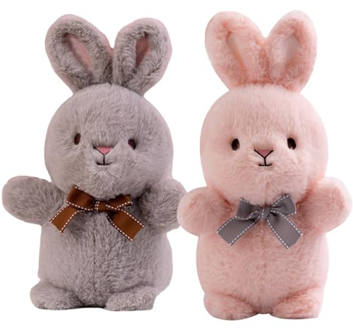 YouYuer Kuscheltier Hase,2PCS Osterhase Plüschtier,Plüschhase,Kuschelhase,Stoffhase Weiches Kuscheltier Hase Osterhase Puppe Geschenk für Kinder Mädchen