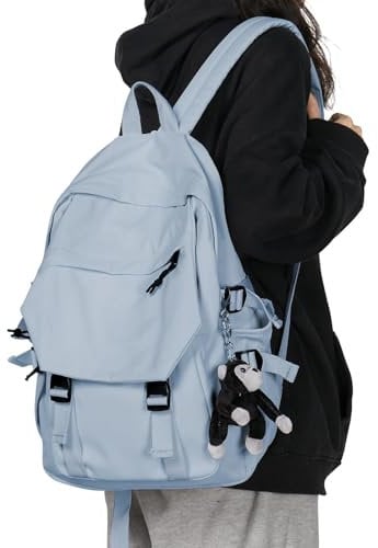 SZLX Zaini Scuola Superiore Ragazza Media Ragazzo Zaino da Viaggio Leggero e impermeabile Zaino Casual per Laptop da 14 pollici Università Uomo Blu Grigio