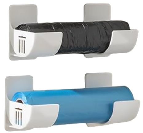 Samuliy Soporte de Pared para Bolsas de Almacenamiento Fresco | Contenedor de Bolsa de Basura sin Perforaciones | Soporte de Rollo de Bolsa de Polipropileno para Bolsas de comestibles recicladas