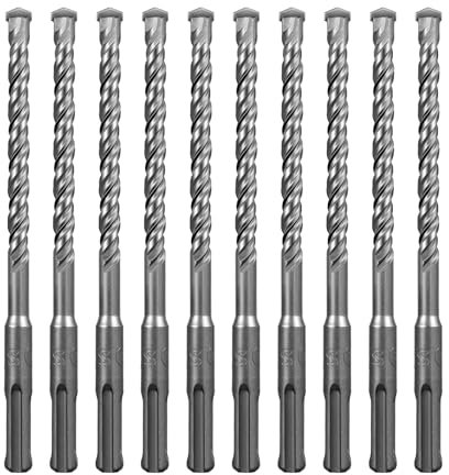 SALI 10PCS SDS Plus Rotary Hammer Drill Bit Kit - Double Thread Tungsten Carbide Tip for Concrete, Brick, Cement Walls, Stone - 8mm x 160mm Hammer Drill Bits