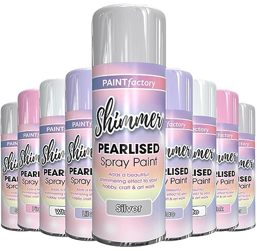 AlezyB 1 x Pearlised Shimmer Silver Aerosol Spray Paint 400ml Use Aerosol Spray Paint in variety of colors White Pink Silver Lilac,Arts Crafts