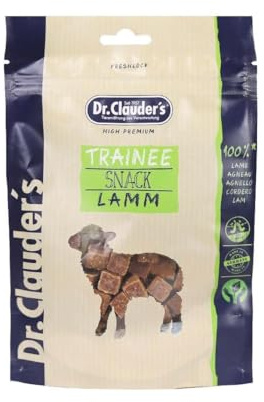 DR.CLAUDER'S - Trainee Snack | Leicht verdauliche Snacks aus 95% Fleisch mit Inulin für Hunde und Katzen. Schonend dampftrocknete Leckerlis im Frischebeutel | 80g Lamm