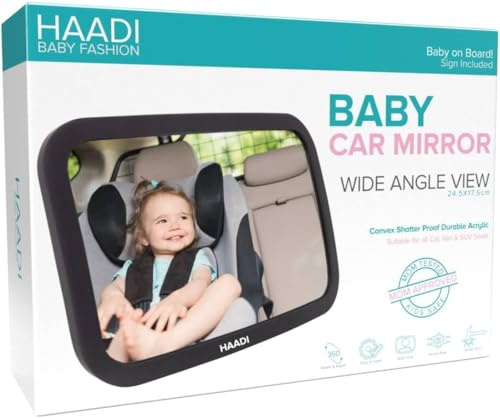 Baby Car Mirror Rear View - 360 ° Adjustable, Extra Wide Crystal Clear & Shatterproof Back Seat Baby Essentials to See Rear Facing Infants, Babies, Kids, Child & New born (Pack of 4)