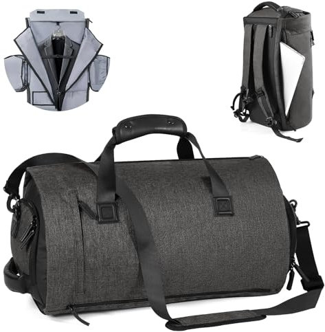 YHYEH Garment Bag,42L umwandelbare Kleider-Reisetasche mit Rucksackgurt und abnehmbarem Schultergurt, 5-in-1 Reisetasche zum Mitnehmen fürs Wochenende mit Schuhfach für Unisex,Schwarz