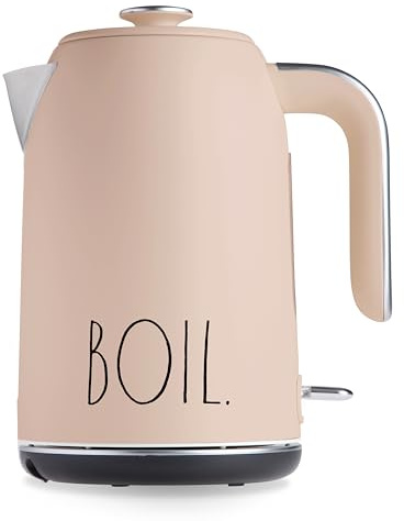 Rae Dunn Electric Hot Water Kettle - Stainless Steel Coffee Maker, Tea Kettle, Swivel Base, With Automatic Shut Off Boil-Dry Protection, Easy Pour Pitcher, 1500 Watt Boiling Power, 1.7 Liters, Blush