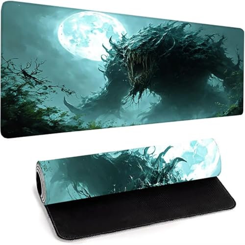 Tapis De Souris Gaming XXL - sous-Main pour Clavier et Souris - Tapis De Souris Esports - Base en Caoutchouc Antidérapant - Grand Tapis De Souris Couverture Complète 1200 x 600 x 3mm Noir Animal 4-Y