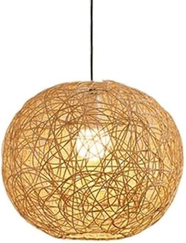 Lustre Plafonnier Lampe en Bambou Lampe Suspendue en Osier Lampe Suspendue Fabriquée à la Main Abat-Jour en Rotin Plafonnier Luminaires Îlot de Cuisine Chambre Salle à Manger Salle de Bain Lumière