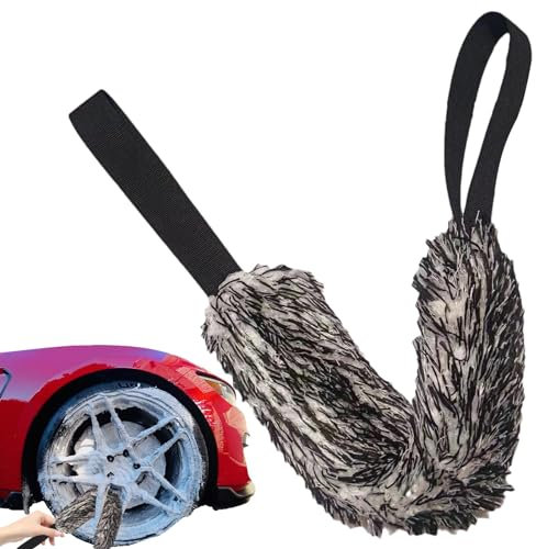 Chiffon de Lavage de Jante de Voiture – Chiffon de Nettoyage en Microfibre Ultra Doux, Chiffon de Lavage de Voiture Absorbant | Brosse de Nettoyage de Jantes de Roue Double Face Portable, avec Longue