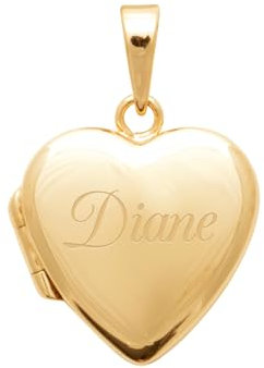 Tata Gisèle Pendentif Porte Photo Plaqué Or 18 carats, Forme de Cœur, 15 x 15 mm, Gravure Incluse, Chaine en Option, Marque Francaise, Idée Cadeau st valentin, Noel, Fete des meres