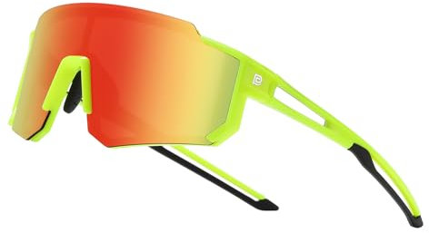 DUCO Polarisierte c Jugend sport Radfahren Schatten Leichter Rahmen UV400 Kind Jungen Mädchen Baseball Sonnenbrille DK310 (Fluore Grün Rahmen Schwarz Temple Revo Orange Linse)
