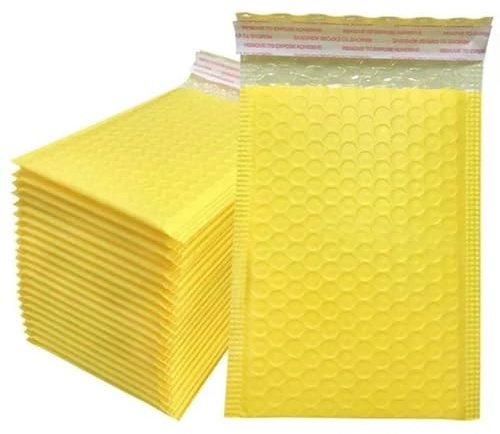 100 Stück Umschläge für Versandpakete, schwarz, Verpackungsmaterial, Luftpolsterversand, Verpackungsbeutel, Umschläge, Versandpaket, für kleine Unternehmen, Gelb, 15 x 18 cm