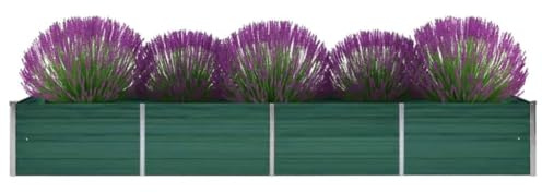Myheimly Garten-Hochbeet Verzinkter Stahl 320x80x45cm Pflanzbeet Gartenbeet Frühbeet Garten Grün