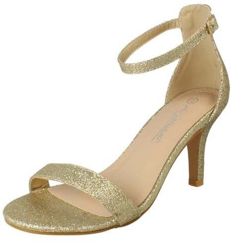 Spot On Ladies Wide Fit High Heeled Evening Sandals F1R2121