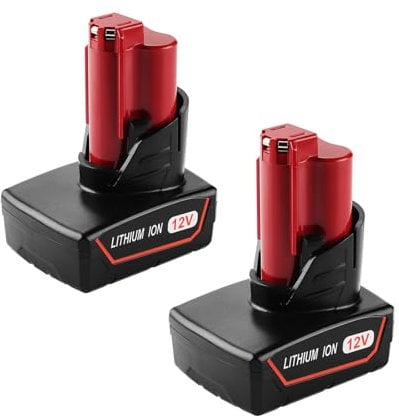 Energup 2X 12V 6.0Ah M12 Batterie de Rechange pour Milwaukee Batterie M12 48-11-2410 48-11-2411 48-11-2460 Compatible avec Milwaukee 12V Outils