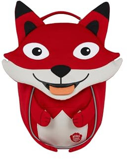 Affenzahn Kleiner Freund Kindergarten-Rucksack für 1-3 Jährige Ergonomisch Reflektierend Ziehzunge mit Namensschild Fuchs - Rot