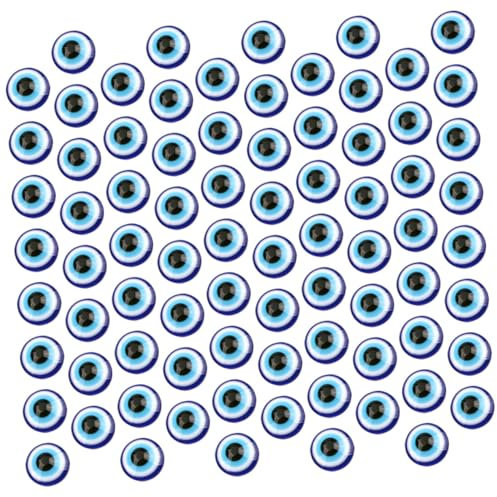 STOBOK 200Pcs Blue Evil Eye Flat Back Resin Beads for DIY Jewelry Making Crafting & Scrapbooking Evil Eye Embellishments and Connectors