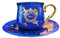 Licensed Harry Potter Chocolate Frog Tea Cup and Saucer Set, Royal Blue with Gold Accents, Collectible Gift Box, Official Merchandise