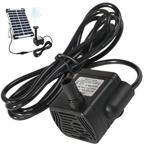 Bombas de agua solares de 1 por ciento, Bombas de fuentes solares Solar DC 5.5V-12V 3W, Bombas de agua impermeables de 300 l/h, distancia de pulverización de 4.9 pies para el acuario, sin panel