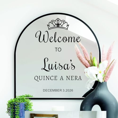 Customizable Names, Welcome Wedding Sign Stickers Personalized Name Vinyl Stickers Welcome to Quinceanera Sign Decal Baby Birthday Party Decals(42x65cm)