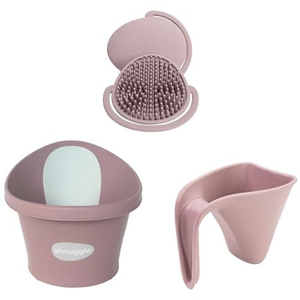 Shnuggle Newborn Baby Bath Starter Bundle | The Perfect Baby Bath Partnership | Baby Bath, Rinse Jug & Bath Brush