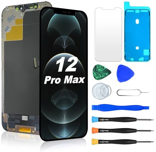 NB+ Screen Replacement for iPhone 12 Pro Max 6.7 LCD Retina HD+ Display COF Touch Screen Digitizer with Repair Tool Kits, Waterproof Tape, Screen Protector