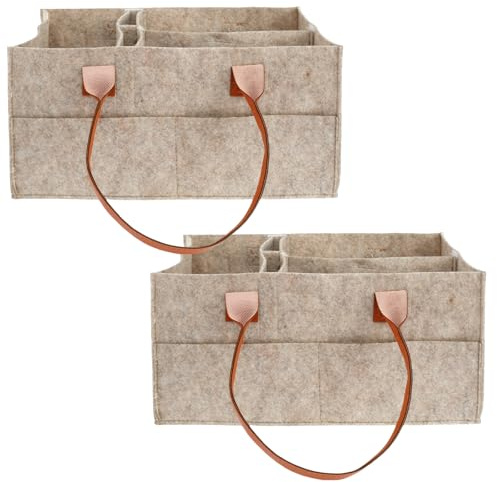 Windel-Caddy, Baby-Windel-Caddy, Organizer mit Trennwänden, tragbarer Filz-Babykorb mit Griff, Aufbewahrungskorb für Wickeltisch, Auto, Reisen, Neugeborene, Babyparty-Geschenk, 2 Stück