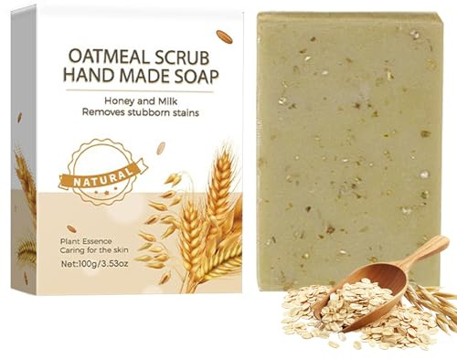 Nolvia Soap, Nolviasoap, Haferflockenseife, Bio-Seifenstück, Natürliche Bio-Seife aus Milch, Feuchtigkeitsspendende Peeling Seife für Gesicht und Körper (1)