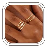 Diamday 5 Pcs Gold Rings for Women 14K Gold Plated Thumb Ring Non Tarnish Cubic Zirconia Stackable Rings Set Knuckle Finger Wedding Bands Engagement Promise Stacking Ladies Ring-with Jewellery Box-5