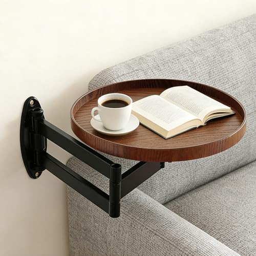 ZFDGHF Rund Klapptisch Wand Holz Kleine Wandtisch Ausziehbar Klapptisch Platzsparend Schwebender Nachttisch für Schlafzimmer, Wohnzimmer (Bräunliche)