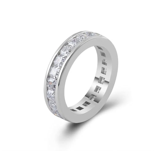 Grewod Anello Uomo Fede in Oro Bianco 750 Moissanite Larga Anelli Gioielli con Pietra Matrimonio Taglia 18