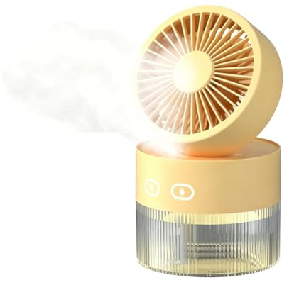 Mini-vernebelungs-ventilator Mit Nachtlicht, Faltbarer, Über Usb Aufladbarer Ventilator Mit Luftbefeuchter, 350-ml-wassertank, Tragbar Für Den Einsatz Zu Hause, Im Büro Und Im Freien (Yellow)