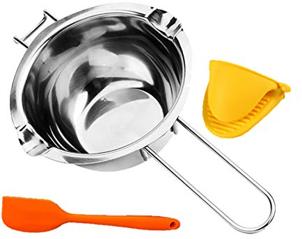PureSec 2017 Small 18/8 Stainless Steel Universal Melting Bowl Double Boiler Insert with Pour spouts for Melting 400ml 1-2/3 Cups 12oz Chocolate Cheese Butter Caramel and Things in Small Amounts