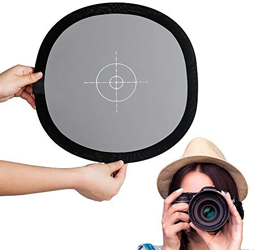 Fotover Gray/White Balance Card,12x12 Inch (30x30cm) Portable Focus Board Two Sides Double Face 18% Grey/White Balance Reference Card with Carry Pouch for Canon Nikon Sony