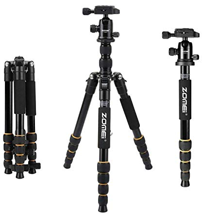 ZOMEi Q666 Aluminum Portable Tripod with Ball Head Heavy Duty Lightweight Professional Compact Travel for Nikon Canon Sony All DSLR and Digital Camera