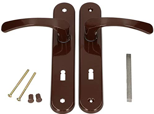KOTARBAU® Türgriff 72 mm Rechts Links Buntbartschloss Braun Türgarnitur Türbeschlag Türdrücker Türklinke Drückergarnitur Zimmertür Langschild Alu