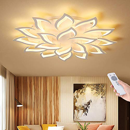 Blume Kreative Deckenlampe LED Deckenleuchte Innen Decken Beleuchtung Für Schlafzimmer Wohnzimmer Mit Fernbedienung Küche Esszimmer Weiß Acryl Lampenschirm Dekorative Dimmable Lampe,18 heads