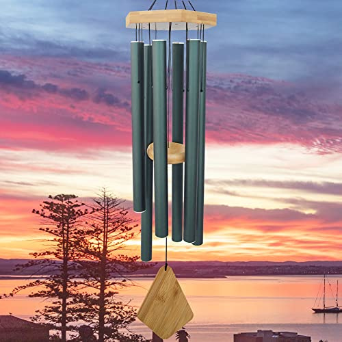 Große Outdoor-Windspiele, tiefer Ton, 91,4 cm, Trost spendendes Windspiel für Mutter, Einweihung, Weihnachten, Garten, Außendekoration Grün.